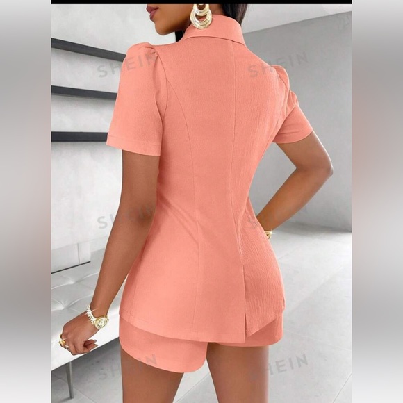 SHEIN Slayr Single Button Blazer & Shorts, Summer Solid Color Commute Set - Picture 2 of 9